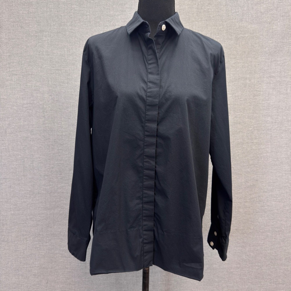 Gretchen Scott Womens Black Cotton Stretch‎ Button Down Shirt Size XL